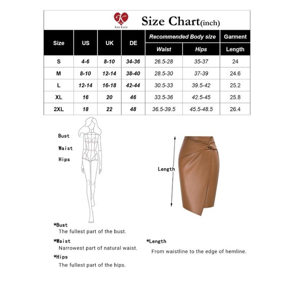 Kate Kasin Wear to Work Pencil Skirts for Women Elastic High Waist Wrap Front Si - Picture 3 of 6